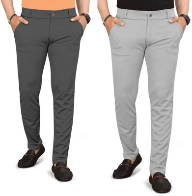 KENDORE Regular Fit Men Grey, Silver Trousers