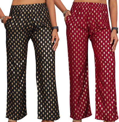 Anti Wrinkle Designer Regular Fit Women Multicolor Trousers