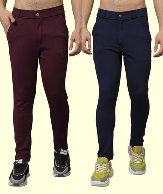 lapataclub Slim Fit Men Maroon, Blue Trousers