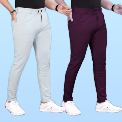 GIBBONTE Slim Fit Men Grey, Multicolor Trousers