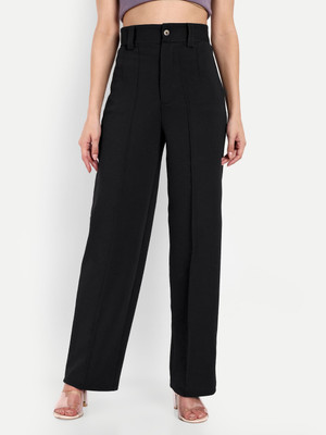 GLITO Flared Women Black Trousers