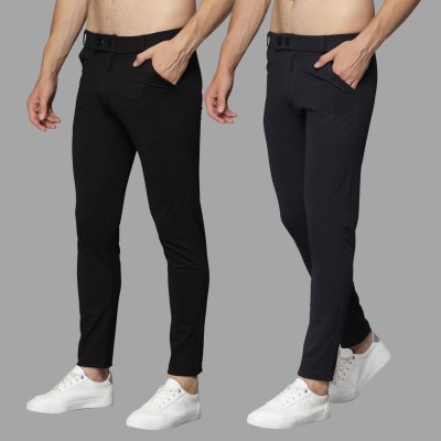 We Perfect Slim Fit Men Black, Blue Trousers