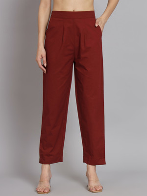 REAM Regular Fit Women Maroon Trousers