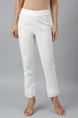 W Slim Fit Women White Trousers