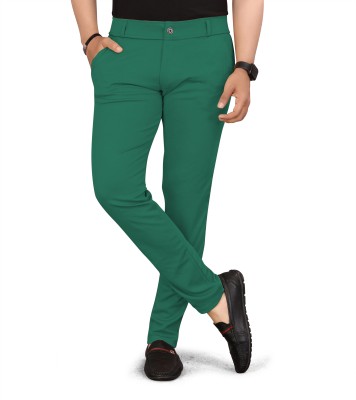 SIOX Slim Fit Men Green Trousers