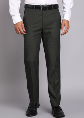 VAN HEUSEN Slim Fit Men Dark Green Trousers