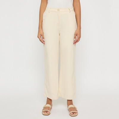 MADAME Regular Fit Women Cream Trousers