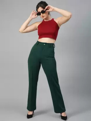 GLADLY Relaxed Women Green Trousers