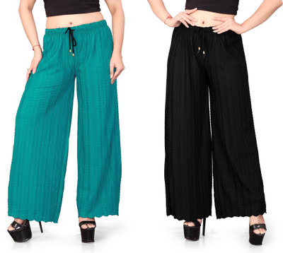 Tijarat Loose Fit Women Light Green, Black Trousers