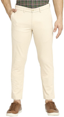 BASICS Slim Fit Men Beige Trousers