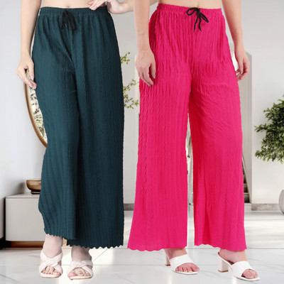 KWSH Regular Fit Women Green, Pink Trousers