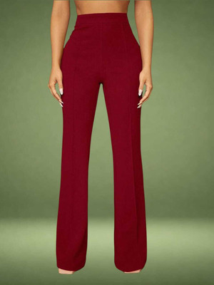 HouseOfCommon Regular Fit Women Maroon Trousers