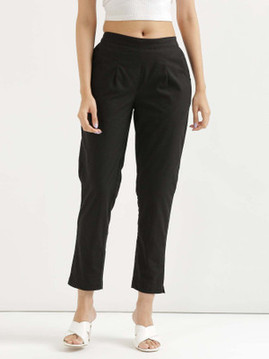Me Craft Regular Fit Women Black Trousers