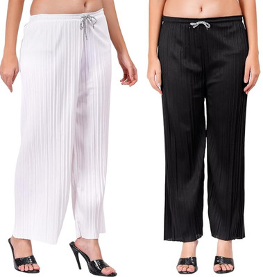 Khdijh Creation Regular Fit, Comfort Fit Women White, Black Trousers