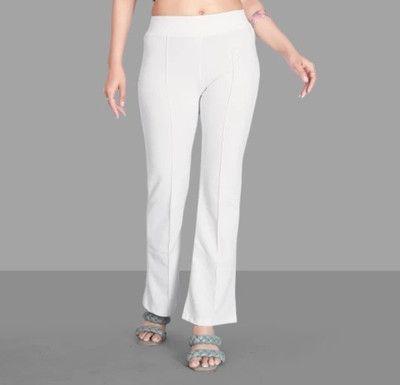H AND S CLOTHING HOUSE Flared Women White Trousers