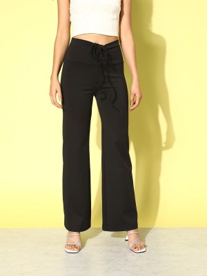 SASSAFRAS Regular Fit Women Black Trousers