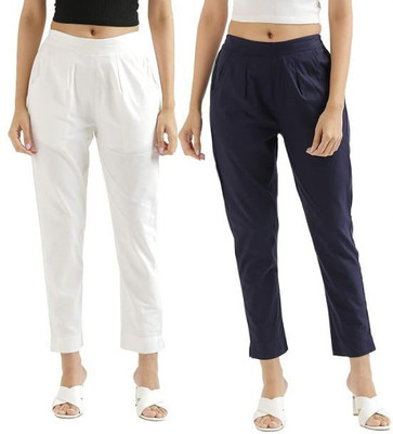 Dexus Regular Fit Women White, Blue Trousers