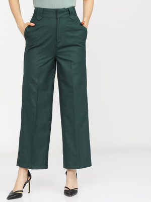 Tokyo Talkies Flared Women Green Trousers