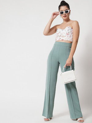 XZEEZZ Regular Fit Women Yellow Trousers