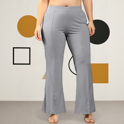 Trouserwala Comfort Fit, Regular Fit Women Grey Trousers