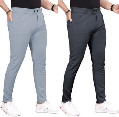 ManviFashion Regular Fit Men Grey Trousers