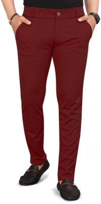 lapataclub Slim Fit Men Maroon Trousers
