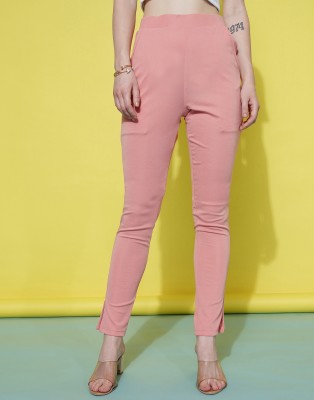 Selvia Skinny Fit Women Pink Trousers