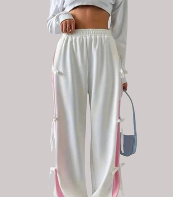BLOOK SHOP Loose Fit Women White Trousers