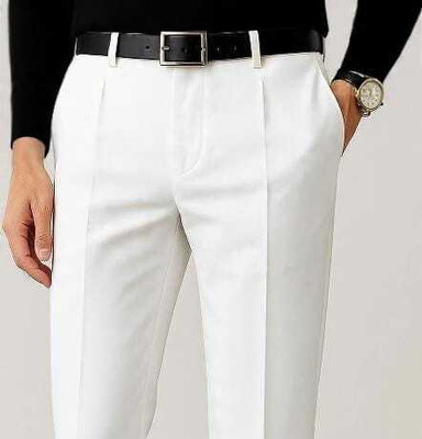 SM Syentex Slim Fit Men White Trousers