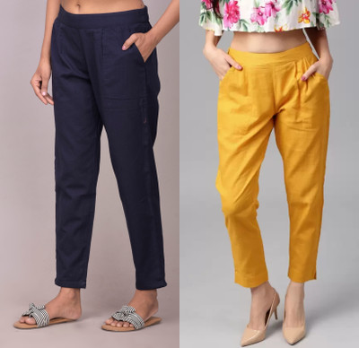 Tanusiya Regular Fit Women Blue, Yellow Trousers