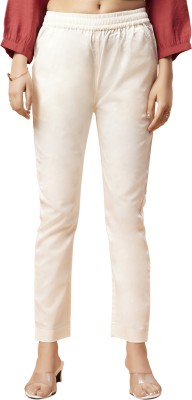 Bottoms.love Regular Fit Women Cream Trousers