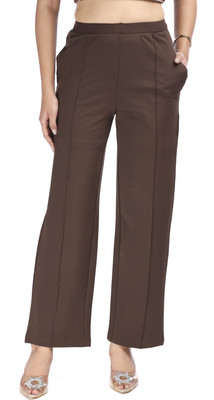E-MAX Straight Fit Women Brown Trousers