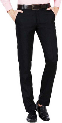 SLC Regular Fit Men Black Trousers