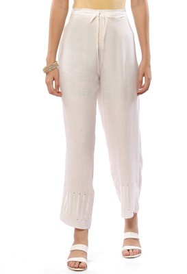 BIBA Regular Fit Women White Trousers