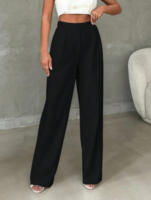 Broadstar Straight Fit Women Black Trousers