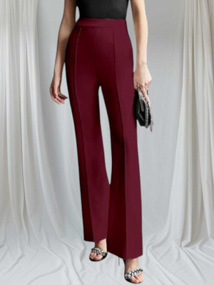 SHAHVEER CREATION Relaxed Women Maroon Trousers