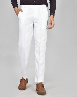 Q AND K Regular Fit Men White Trousers