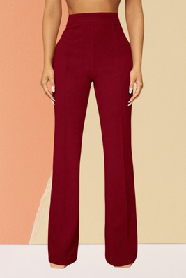 AKOTTY Comfort Fit, Regular Fit Women Maroon Trousers