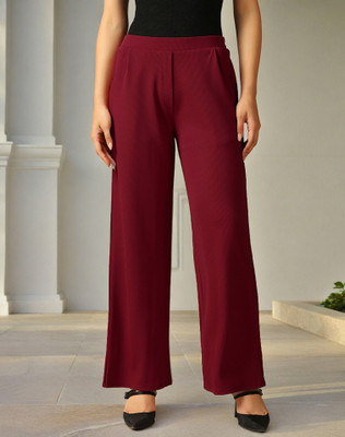 Selvia Comfort Fit Women Maroon Trousers