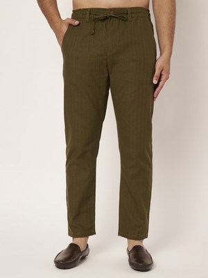 ZaaHii Slim Fit Men Dark Green Trousers