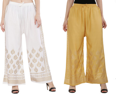 zuke Relaxed Women White, Gold Trousers