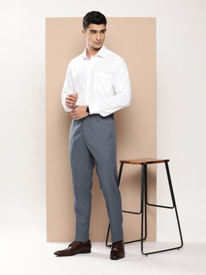 encore by INVICTUS Regular Fit Men Grey Trousers