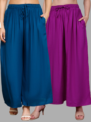 VALLES365 by S.c. Flared Women Pink, Blue Trousers