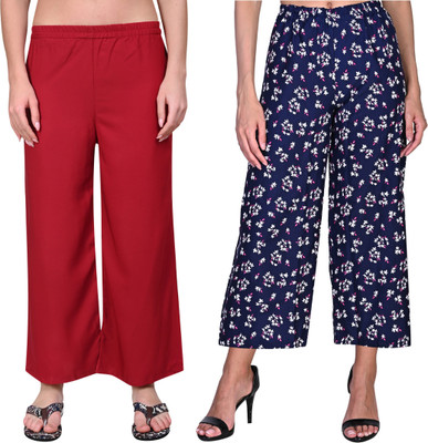 Apparelexim Regular Fit, Comfort Fit Women Maroon, Blue Trousers
