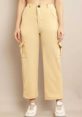 STYLE BEURUA Comfort Fit Women Cream Trousers