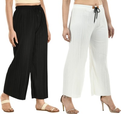 Kalka Relaxed Women Black, White Trousers