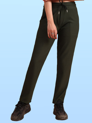 GIBBONTE Self Design Women Dark Green Track Pants