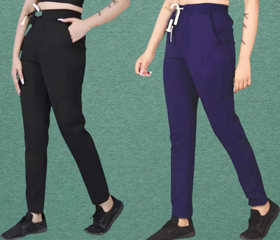 Retailmart Straight Fit Women Black, Blue Trousers