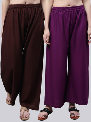 VALLES365 by S.c. Flared Women Brown, Purple Trousers