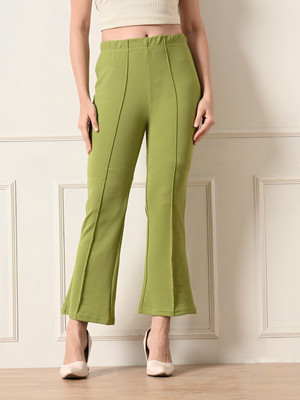 OWL MINK Flared Women Green Trousers